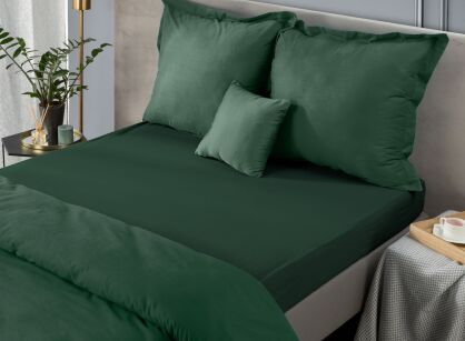 Prześcieradło z bawełny jersey z gumką ciemna zieleń 180x200 Design 91