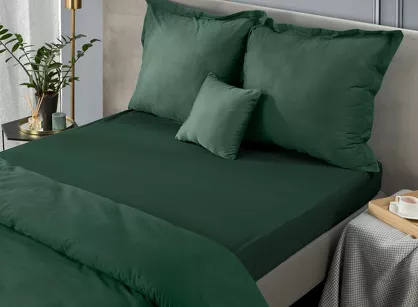 Prześcieradło z bawełny jersey z gumką ciemna zieleń 180x200 Design 91