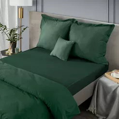 Prześcieradło z bawełny jersey z gumką ciemna zieleń 180x200 Design 91