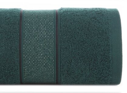Ręcznik bawełniany 50x90 LIANA ciemna zieleń zdobiony bordiurą z błyszczącą nicią