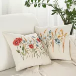 Poszewka gobelinowa 45x45 1306 naturalna z nadrukiem maków - 2