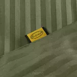 Pościel satynowa 220x200 VERA jednokolorowa gładka oliwkowa w prążki - 2