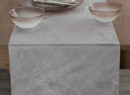 Bieżnik 40x140 ISLA srebrny z żakardowym wzorem liści bananowca