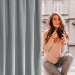 Zasłona na przelotkach 140x250 ROSA welwetowa srebrna Design 91 - 12