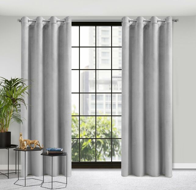 Zasłona na przelotkach 140x250 ROSA welwetowa srebrna Design 91