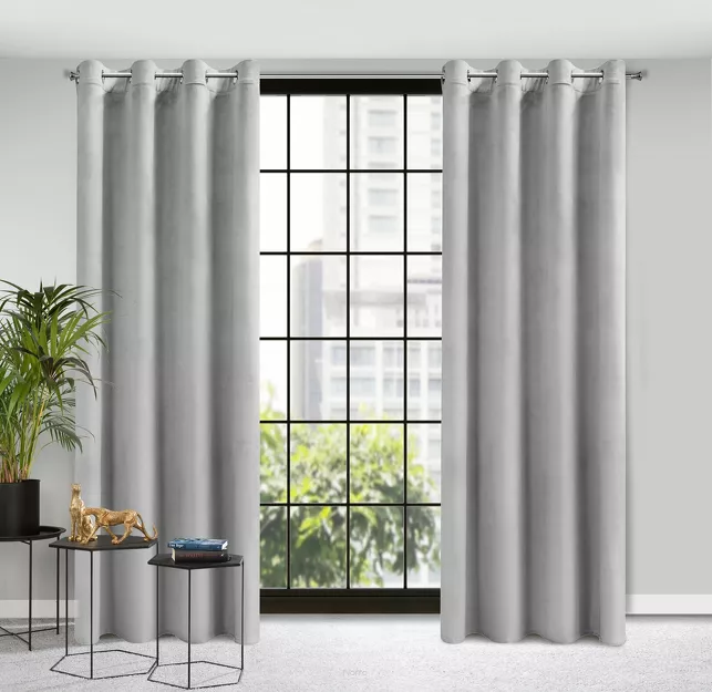 Zasłona na przelotkach 140x250 ROSA welwetowa srebrna Design 91