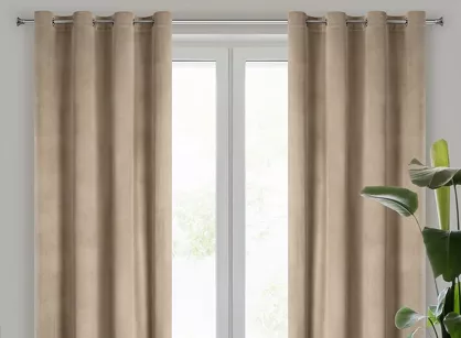 Zasłona na przelotkach 140x250 MELANIE welwetowa ciemny beż o aksamitnej strukturze