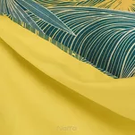 Pościel satynowa 220x200 MELANIA zielona musztardowa z nadrukiem dużych liści z kolekcji Nova Print - 5
