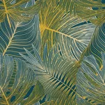 Pościel satynowa 220x200 MELANIA zielona musztardowa z nadrukiem dużych liści z kolekcji Nova Print - 4