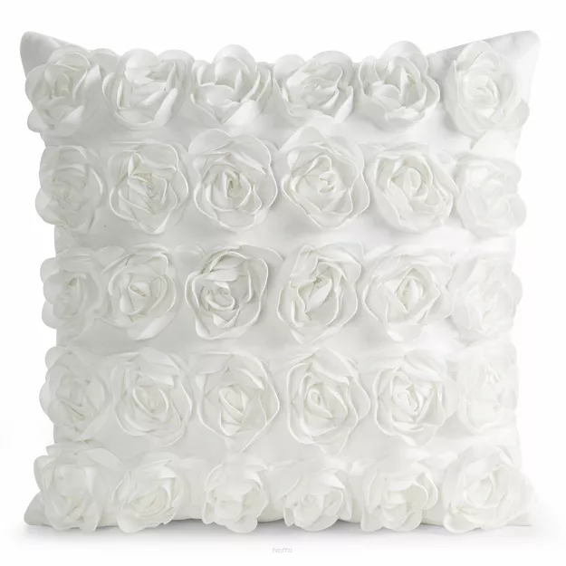 Poszewka welwetowa 45x45 ROSES 1 kremowa Eva Minge z aplikacją róż 3D