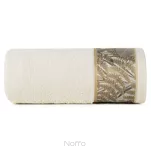 Ręcznik 70x140 EVA 17 Eva Minge beżowy zdobiony bordiurą z botanicznym wzorem w liście z kolekcji Premium - 4