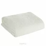 Narzuta jednokolorowa 220x240 LEN 4 kremowa pikowana w ornamentowy wzór imitująca len - 5