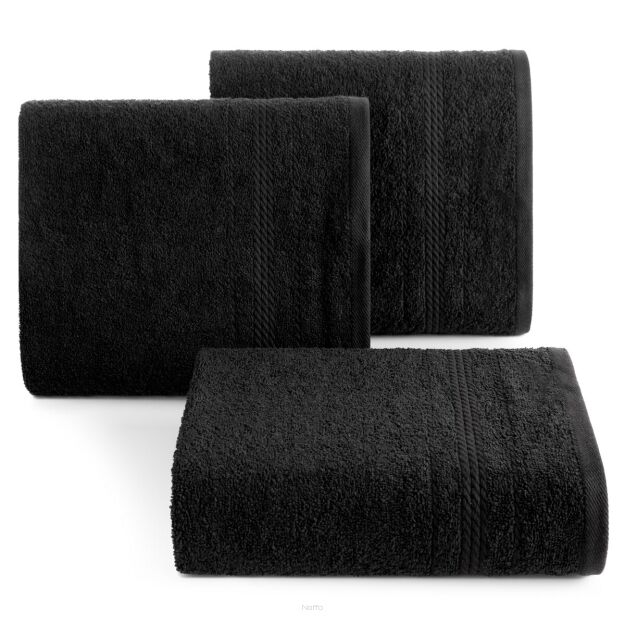 Ręcznik 50x90 ELMA czarny z delikatną żakardową bordiurą w tonacji ręcznika