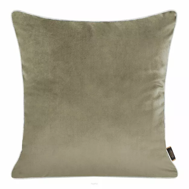 Poszewka welwetowa 45x45 VELVET 57H beżowa z wypustką na brzegach i imitacją lnu