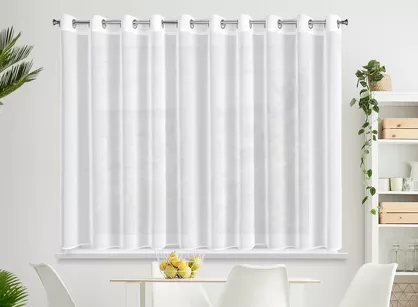 Firana na przelotkach 350x150 LANA biała z matowej etaminy półprzeźroczysta