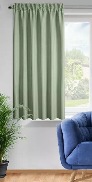 Zasłona na taśmie 140x175 RITA jednokolorowa oliwkowa z miękkiej tkaniny