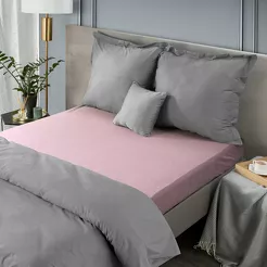 Prześcieradło z bawełny frotte z gumką pudrowe 160x200 Design 91