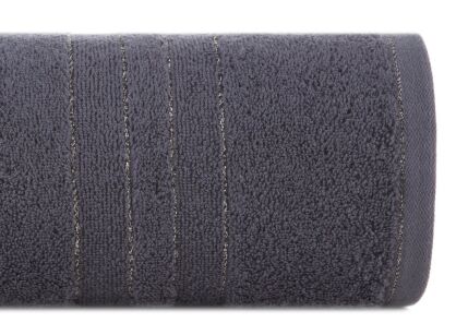 Ręcznik bawełniany 70x140 GALA grafitowy zdobiony bordiurą z błyszczącą nicią