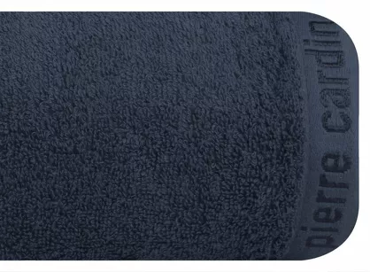 Ręcznik 30x50 EVI Pierre Cardin granatowy zdobiony bordiurą w kolorze ręcznika z logo marki