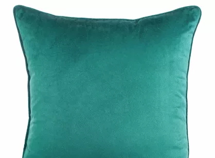 Poszewka welwetowa dwukolorowa 40x40 MEL 2 ciemny turkus morska z ozdobną wypustką