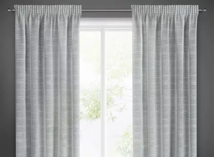 Firana na taśmie 140x300 ARIA srebrna półprzeźroczysta w stylu eko w poprzeczne pasy