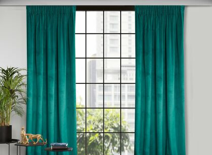 Zasłona na taśmie 140x270 ROSA welwetowa ciemny turkus Design 91