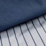 Pościel satynowa 220x200 RAYA biała granatowa w paseczki - 3