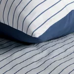 Pościel satynowa 220x200 RAYA biała granatowa w paseczki - 2