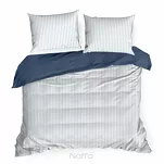 Pościel satynowa 220x200 RAYA biała granatowa w paseczki - 7