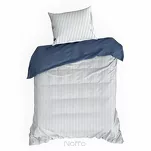 Pościel satynowa 220x200 RAYA biała granatowa w paseczki - 5