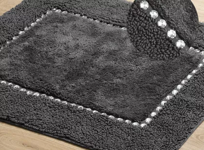 Dywanik bawełniany 60x90 CHIC stalowy zdobiony kryształkami