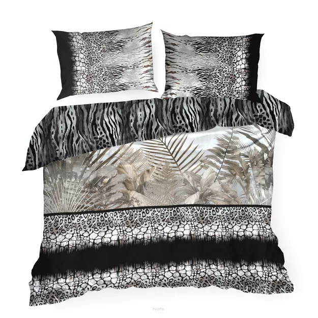 Pościel z makosatyny 160x200 EVA 17 Eva Minge stalowa dwustronna z designerskim wzorem z kolekcji Premium