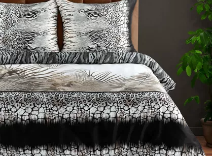 Pościel z makosatyny 160x200 EVA 17 Eva Minge stalowa dwustronna z designerskim wzorem z kolekcji Premium