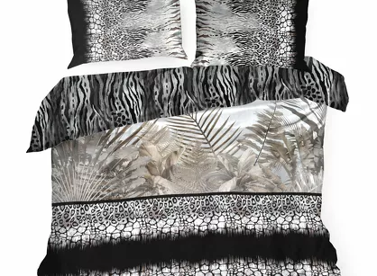 Pościel z makosatyny 160x200 EVA 17 Eva Minge stalowa dwustronna z designerskim wzorem z kolekcji Premium