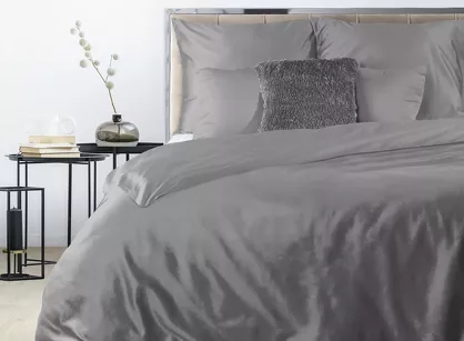 Pościel satynowa 220x200 DINA jednokolorowa gładka stalowa z kolekcji Diva Line