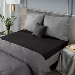 Prześcieradło z bawełny jersey z gumką czarne 220x200 Design 91