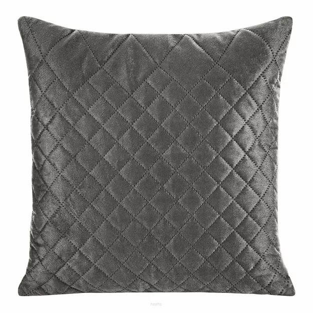 Poszewka welwetowa 40x40 LUIZ 3 grafitowa pikowana w geometryczny wzór Design 91