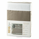 Pościel satyna bawełniana 160x200 LAURA kawowa zdobiona ozdobną białą kantą z kolekcji Nova Style - 7