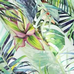 Zasłona na przelotkach welwetowa 140x250 ROMMY biała z zielonym fioletowym nadrukiem egzotycznych liści i kwiatów - 6