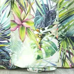 Zasłona na przelotkach welwetowa 140x250 ROMMY biała z zielonym fioletowym nadrukiem egzotycznych liści i kwiatów - 7