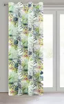 Zasłona na przelotkach welwetowa 140x250 ROMMY biała z zielonym fioletowym nadrukiem egzotycznych liści i kwiatów - 5