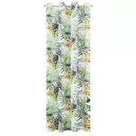 Zasłona na przelotkach welwetowa 140x250 ROMMY biała z zielonym fioletowym nadrukiem egzotycznych liści i kwiatów - 9