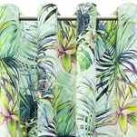 Zasłona na przelotkach welwetowa 140x250 ROMMY biała z zielonym fioletowym nadrukiem egzotycznych liści i kwiatów - 4