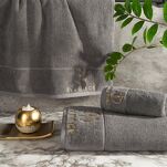 Komplet ręczników GAJA 3 Eva Minge srebrne z welwetową bordiurą sygnowaną logo projektantki - 2