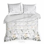 Pościel satynowa 220x200 SPRING 94 biała z wzorem popielatych liści z kolekcji Classic - 5
