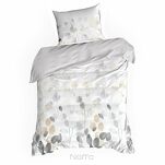 Pościel satynowa 220x200 SPRING 94 biała z wzorem popielatych liści z kolekcji Classic - 6