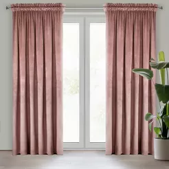 Zasłona gotowa na taśmie 140x270 MELANIE welwetowa ciemny róż o aksamitnej strukturze