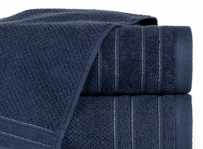 Ręcznik bawełniany 30x50 GLORY 3 granatowy w delikatne paski przeszywane srebrną nicią