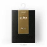 Bieżnik bawełniany 40x140 STELLA 1 czarny zdobiony kantą z wplecioną nicią srebrną - 2