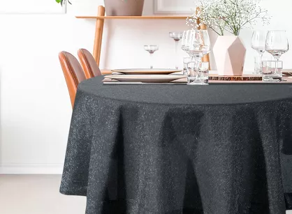 Bieżnik bawełniany 40x140 STELLA 1 czarny zdobiony kantą z wplecioną nicią srebrną